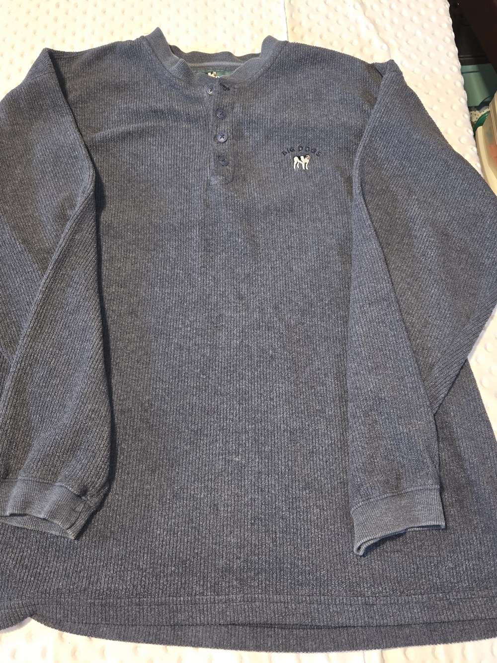 Vintage Big Dogs Gray Size XLarge Henley Corduroy Style Y2K Skater Surfer